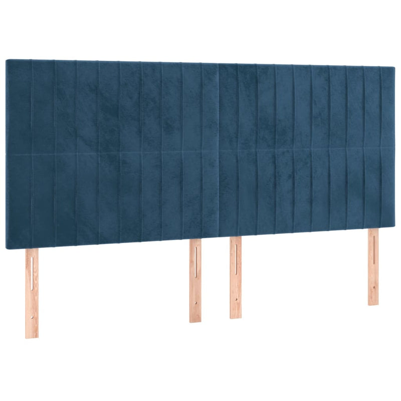 vidaXL sötétkék bársony LED-es fejtámla 200x5x118/128 cm