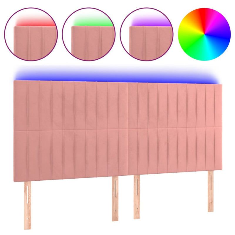 vidaXL rózsaszín bársony LED-es fejtámla 200x5x118/128 cm