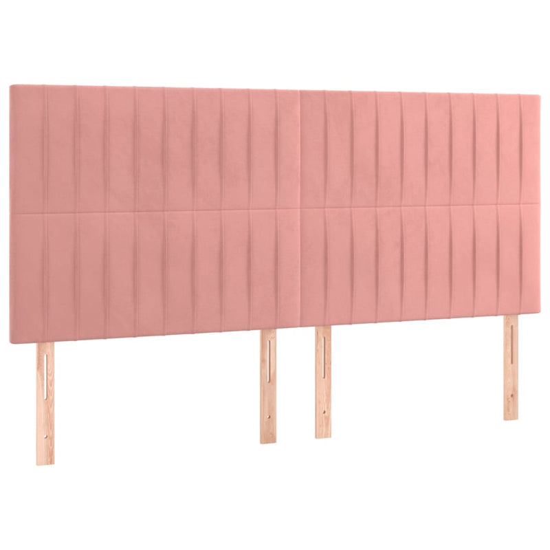 vidaXL rózsaszín bársony LED-es fejtámla 200x5x118/128 cm