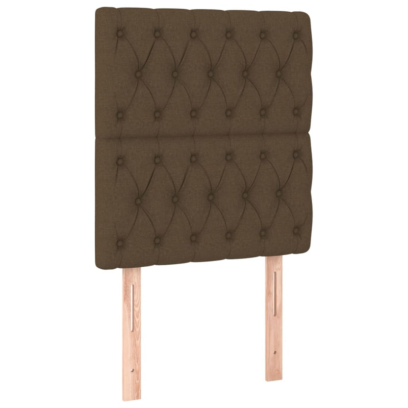 vidaXL sötétbarna szövet LED-es fejtámla 80x7x118/128 cm