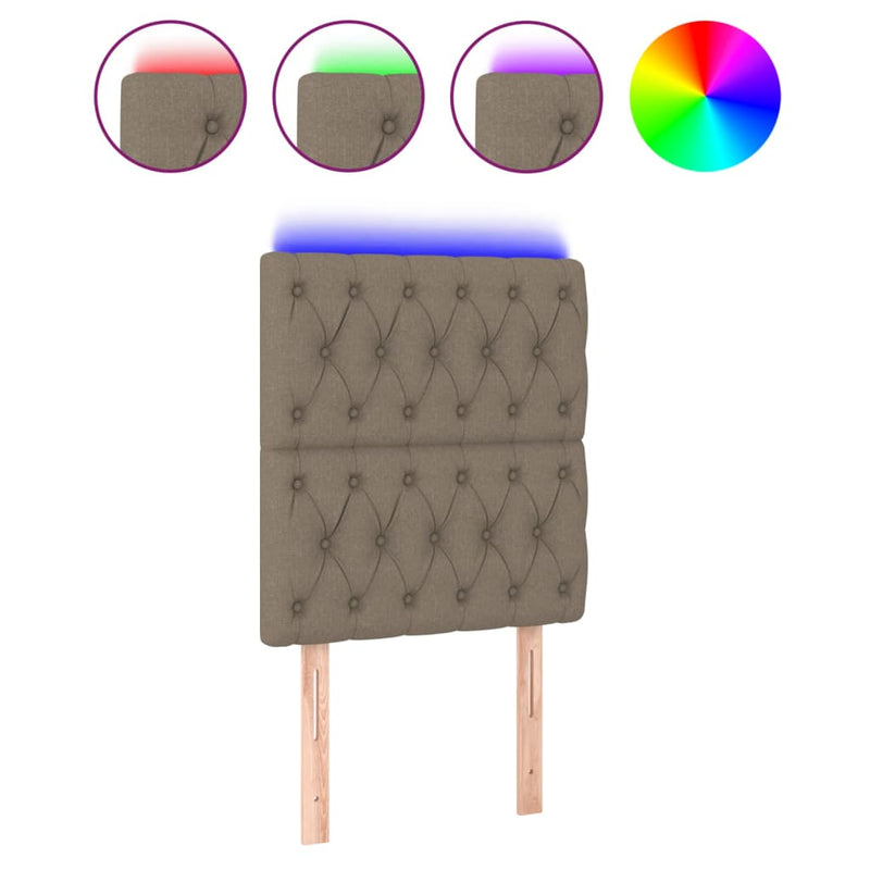 vidaXL tópszínű szövet LED-es fejtámla 80x7x118/128 cm