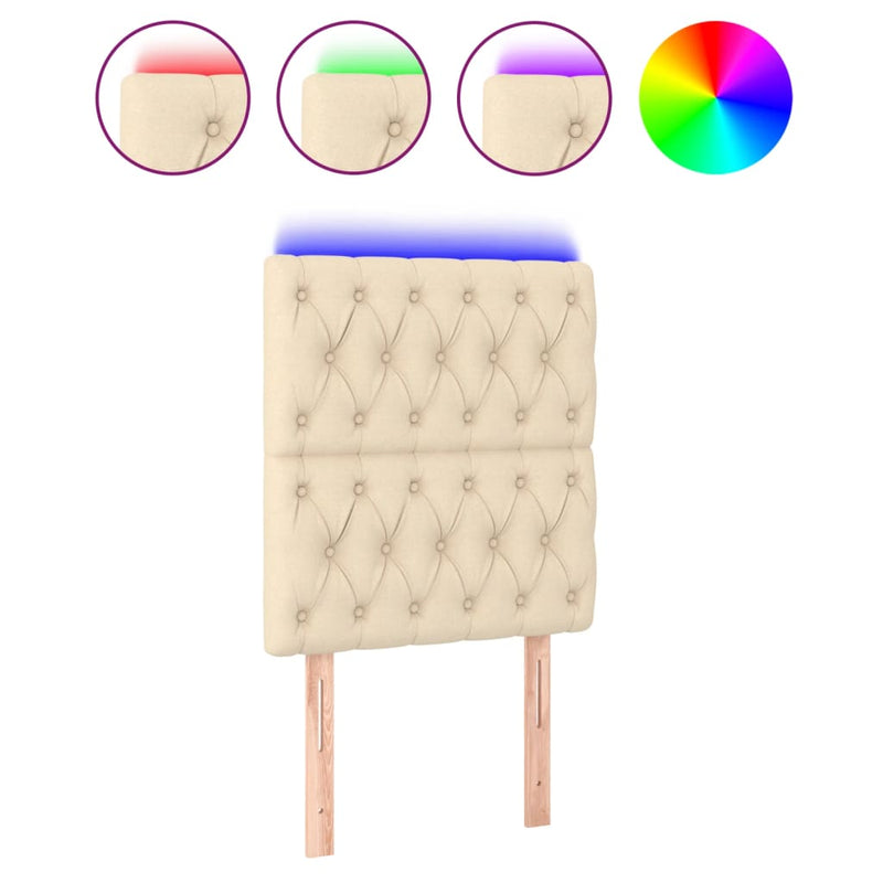 vidaXL krémszínű szövet LED-es fejtámla 80x7x118/128 cm