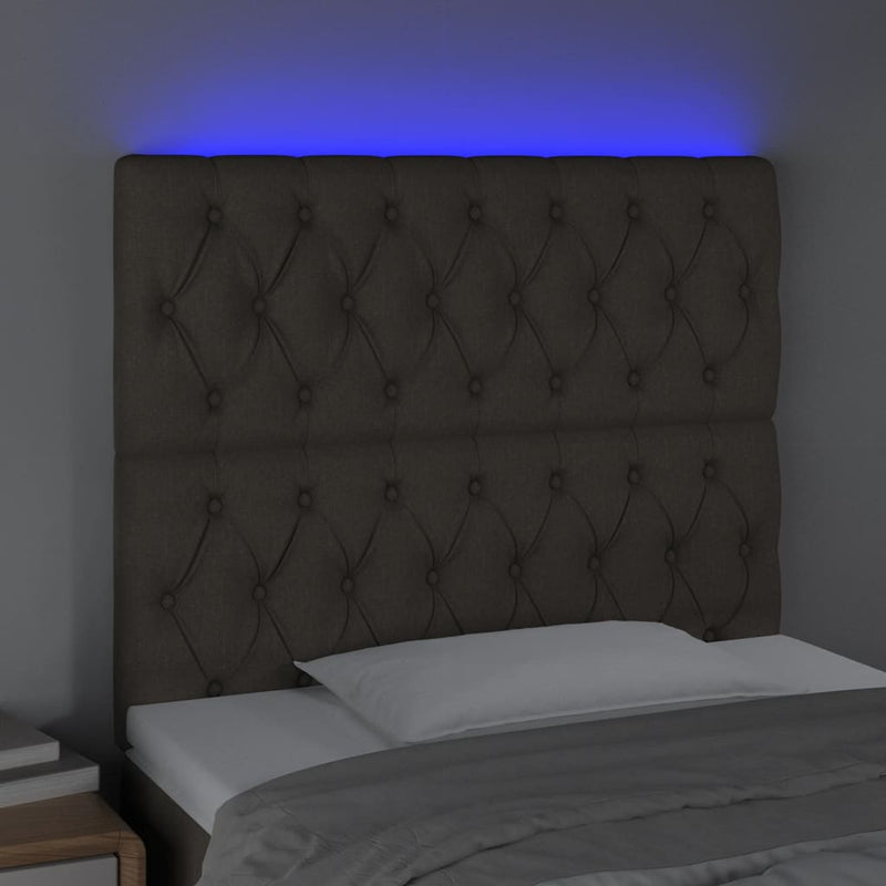 vidaXL tópszínű szövet LED-es fejtámla 90x7x118/128 cm