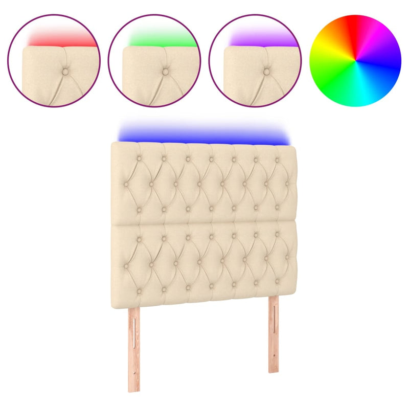 vidaXL krémszínű szövet LED-es fejtámla 90x7x118/128 cm