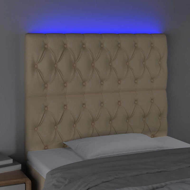 vidaXL krémszínű szövet LED-es fejtámla 90x7x118/128 cm
