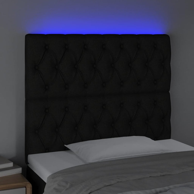 vidaXL fekete szövet LED-es fejtámla 100x7x118/128 cm