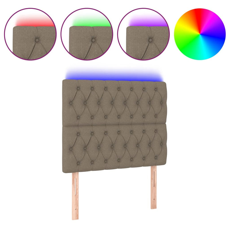 vidaXL tópszínű szövet LED-es fejtámla 100x7x118/128 cm