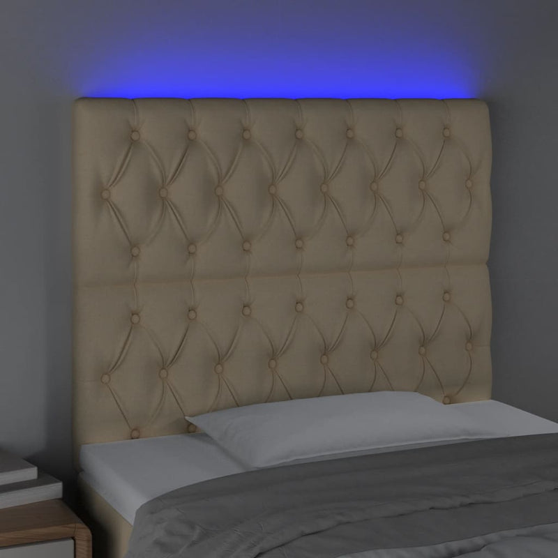 vidaXL krémszínű szövet LED-es fejtámla 100x7x118/128 cm