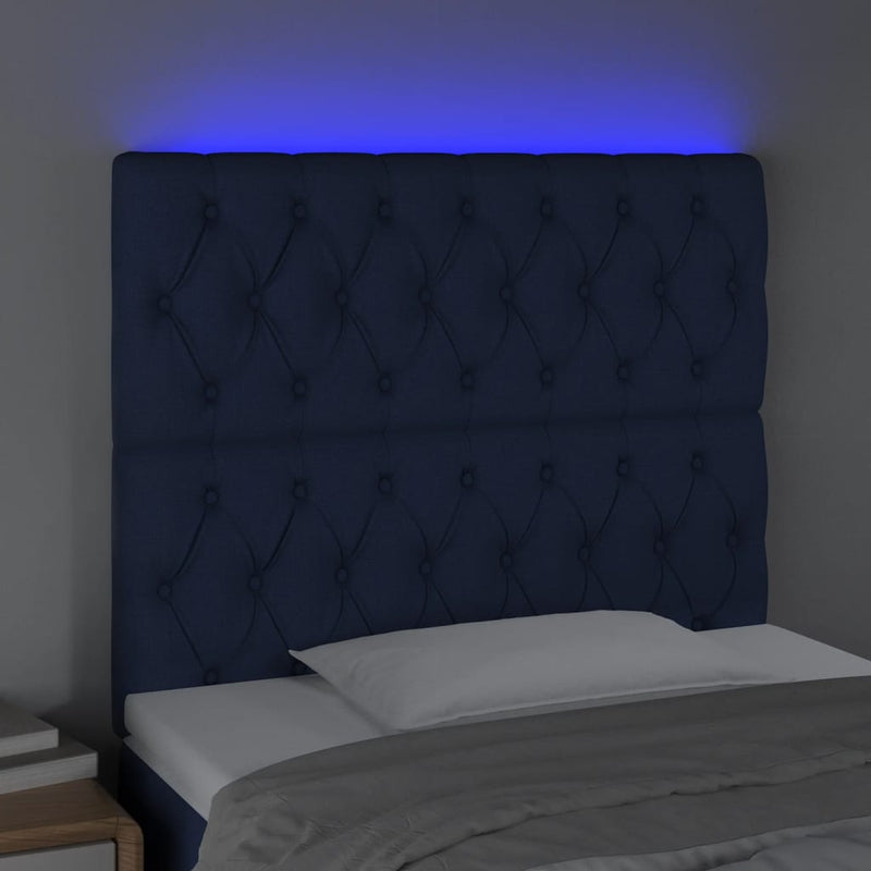 vidaXL kék szövet LED-es fejtámla 100x7x118/128 cm