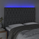 vidaXL sötétszürke szövet LED-es fejtámla 144x7x118/128 cm