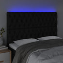 vidaXL fekete szövet LED-es fejtámla 144x7x118/128 cm