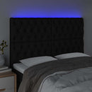 vidaXL fekete szövet LED-es fejtámla 144x7x118/128 cm