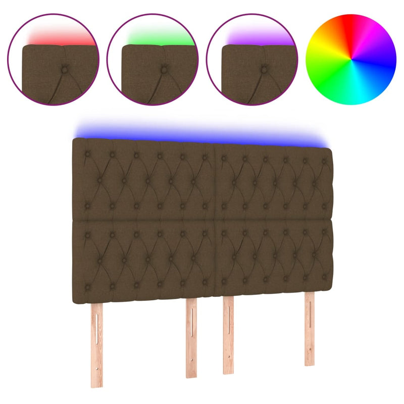 vidaXL sötétbarna szövet LED-es fejtámla 144x7x118/128 cm