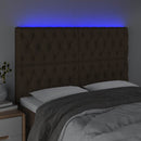 vidaXL sötétbarna szövet LED-es fejtámla 144x7x118/128 cm