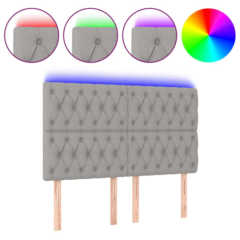 vidaXL világosszürke szövet LED-es fejtámla 160x7x118/128 cm