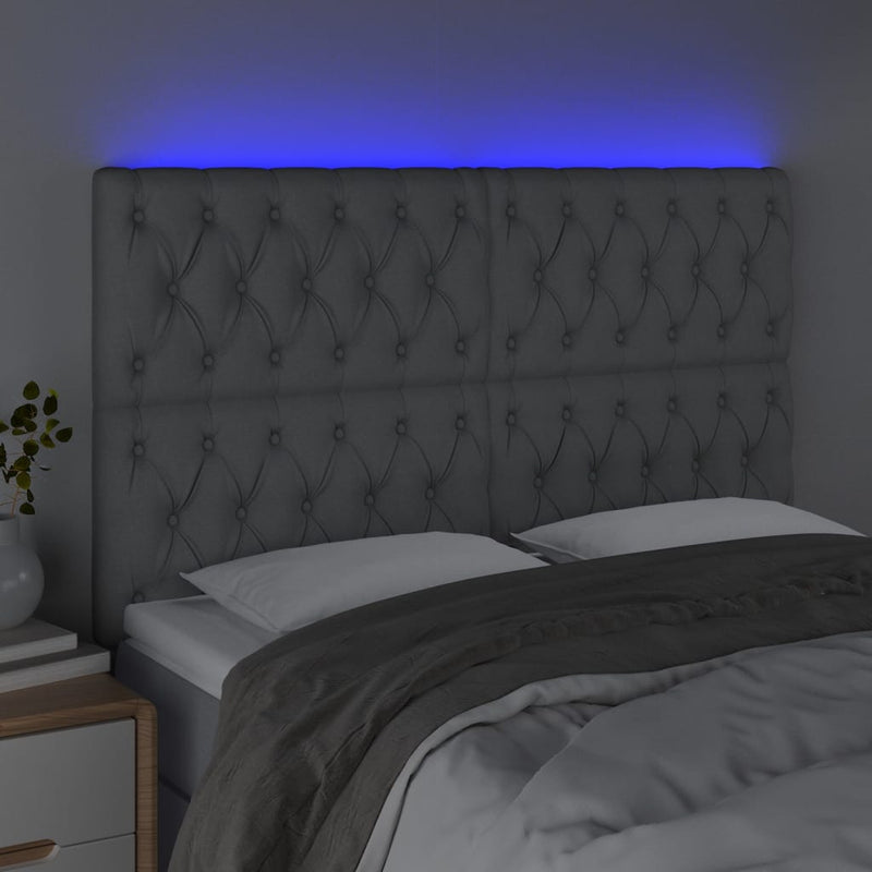 vidaXL világosszürke szövet LED-es fejtámla 160x7x118/128 cm