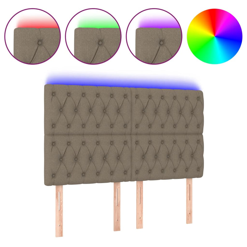 vidaXL tópszínű szövet LED-es fejtámla 160x7x118/128 cm