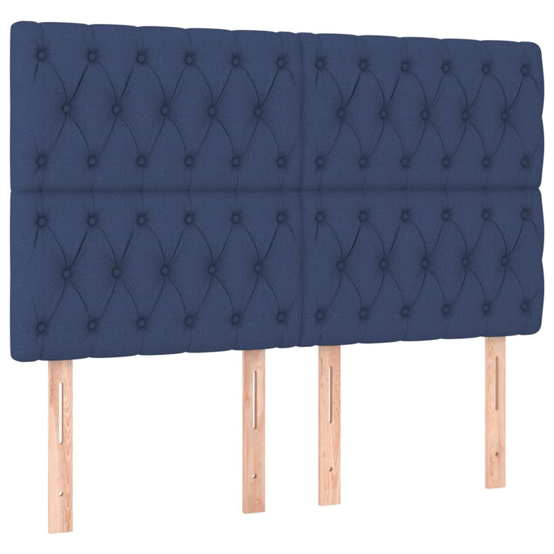 vidaXL kék szövet LED-es fejtámla 160x7x118/128 cm