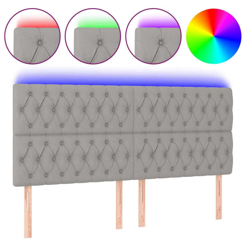 vidaXL világosszürke szövet LED-es fejtámla 180x7x118/128 cm