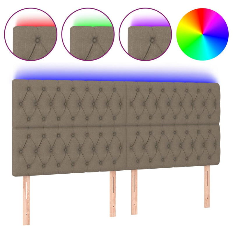 vidaXL tópszínű szövet LED-es fejtámla 180x7x118/128 cm