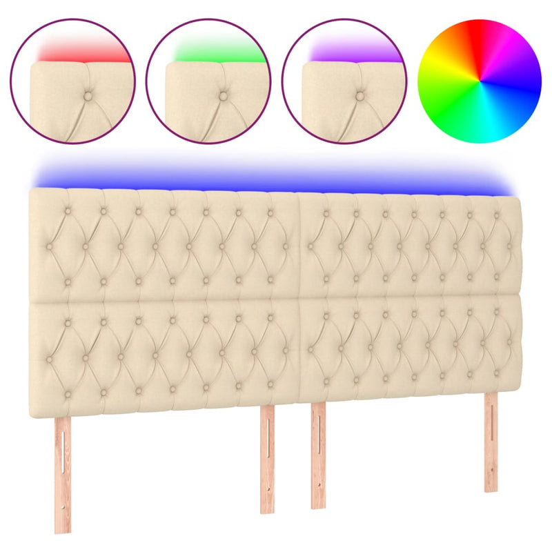 vidaXL krémszínű szövet LED-es fejtámla 180x7x118/128 cm