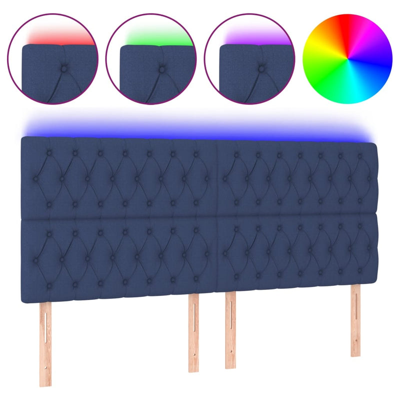 vidaXL kék szövet LED-es fejtámla 180x7x118/128 cm