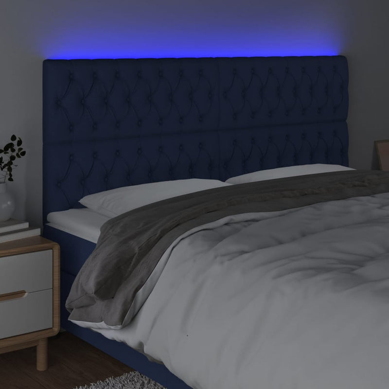 vidaXL kék szövet LED-es fejtámla 180x7x118/128 cm