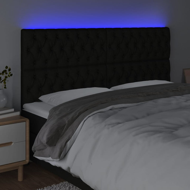 vidaXL fekete szövet LED-es fejtámla 200x7x118/128 cm