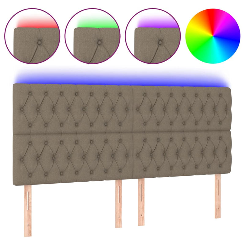 vidaXL tópszínű szövet LED-es fejtámla 200x7x118/128 cm