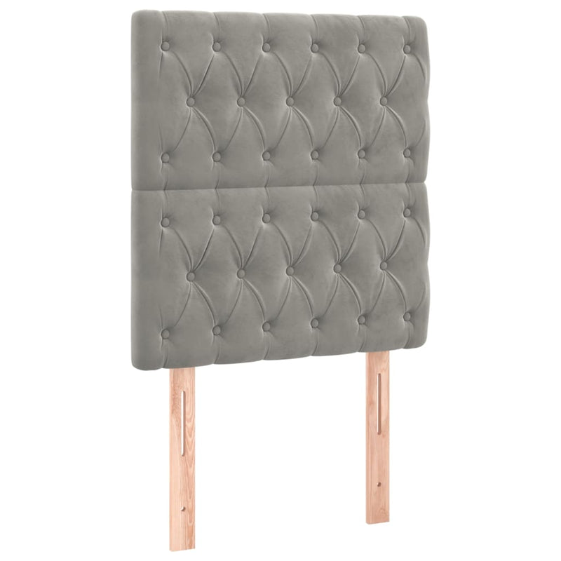 vidaXL világosszürke bársony LED-es fejtámla 80x7x118/128 cm