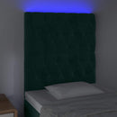 vidaXL sötétzöld bársony LED-es fejtámla 80x7x118/128 cm