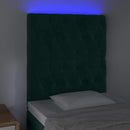 vidaXL sötétzöld bársony LED-es fejtámla 80x7x118/128 cm