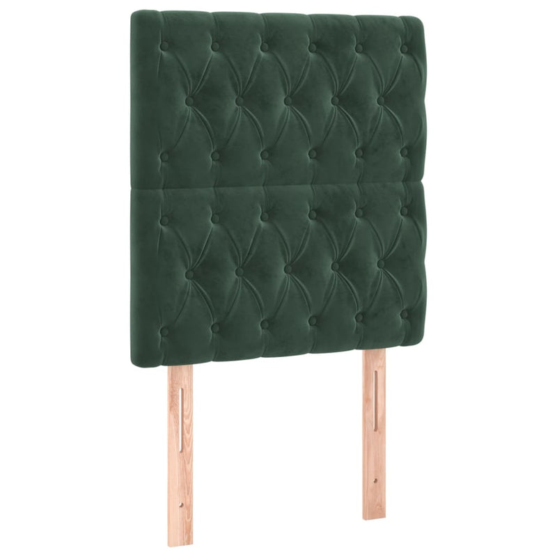 vidaXL sötétzöld bársony LED-es fejtámla 80x7x118/128 cm