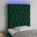 vidaXL sötétzöld bársony LED-es fejtámla 80x7x118/128 cm