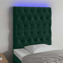 vidaXL sötétzöld bársony LED-es fejtámla 80x7x118/128 cm