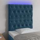 vidaXL sötétkék bársony LED-es fejtámla 80x7x118/128 cm