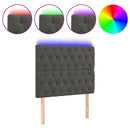 vidaXL sötétszürke bársony LED-es fejtámla 90x7x118/128 cm