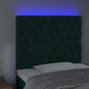 vidaXL sötétzöld bársony LED-es fejtámla 90x7x118/128 cm