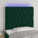 vidaXL sötétzöld bársony LED-es fejtámla 90x7x118/128 cm