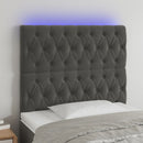 vidaXL sötétszürke bársony LED-es fejtámla 100x7x118/128 cm