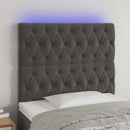 vidaXL sötétszürke bársony LED-es fejtámla 100x7x118/128 cm