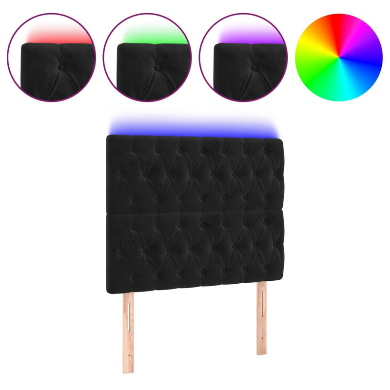 vidaXL fekete bársony LED-es fejtámla 100x7x118/128 cm