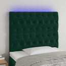 vidaXL sötétzöld bársony LED-es fejtámla 100x7x118/128 cm