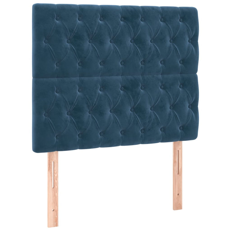 vidaXL sötétkék bársony LED-es fejtámla 100x7x118/128 cm
