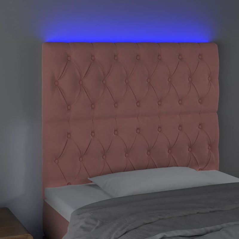 vidaXL rózsaszín bársony LED-es fejtámla 100x7x118/128 cm