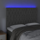 vidaXL sötétszürke bársony LED-es fejtámla 144x7x118/128 cm