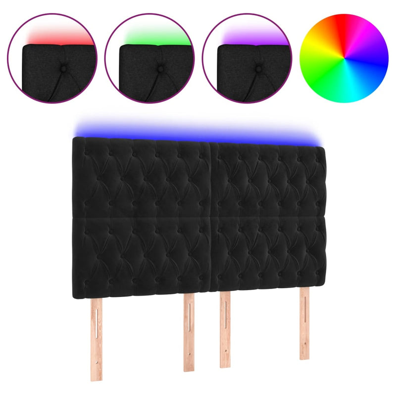 vidaXL fekete bársony LED-es fejtámla 144x7x118/128 cm