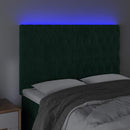 vidaXL sötétzöld bársony LED-es fejtámla 144x7x118/128 cm