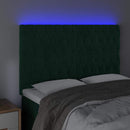 vidaXL sötétzöld bársony LED-es fejtámla 144x7x118/128 cm