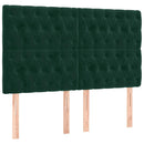 vidaXL sötétzöld bársony LED-es fejtámla 160x7x118/128 cm